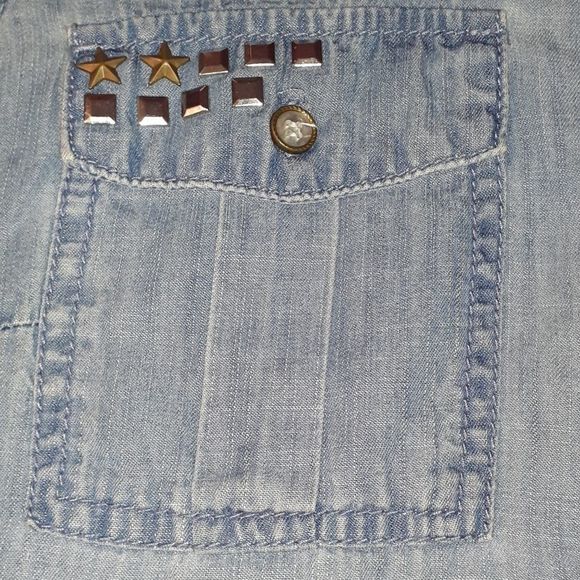 INC Sleeveless Denim Studded Shirt 6 Rocker Punk - Picture 2 of 6